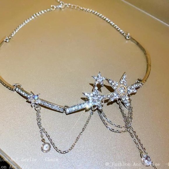 Pentagram Zircon Tassel Necklace - Picture 6 of 6